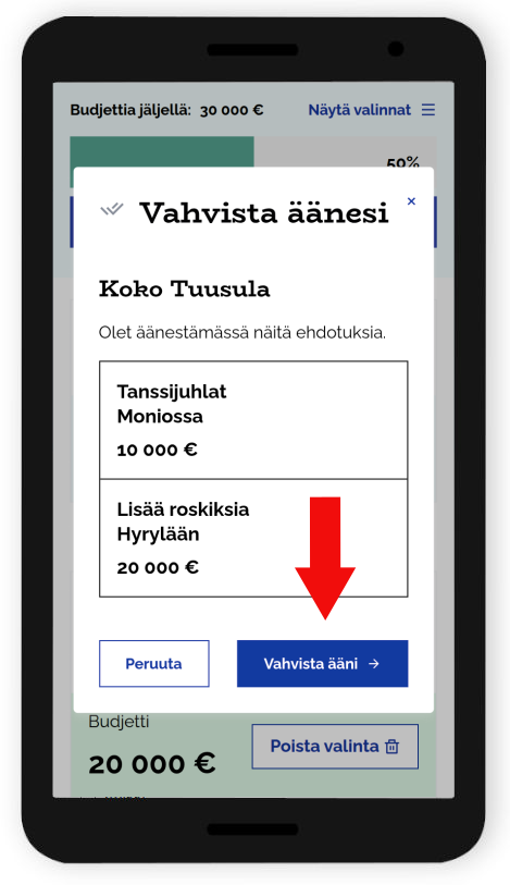 Vahvista äänesi-ponnahdusikkuna mobiililla