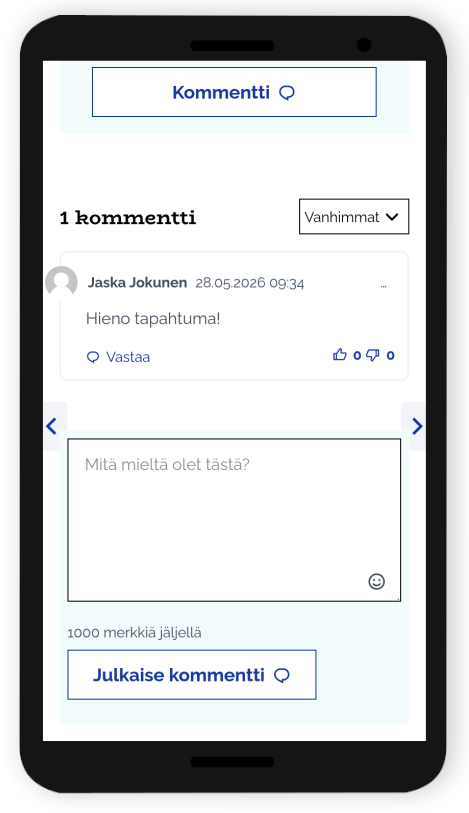 Kommentointiosio mobiililaitteilla